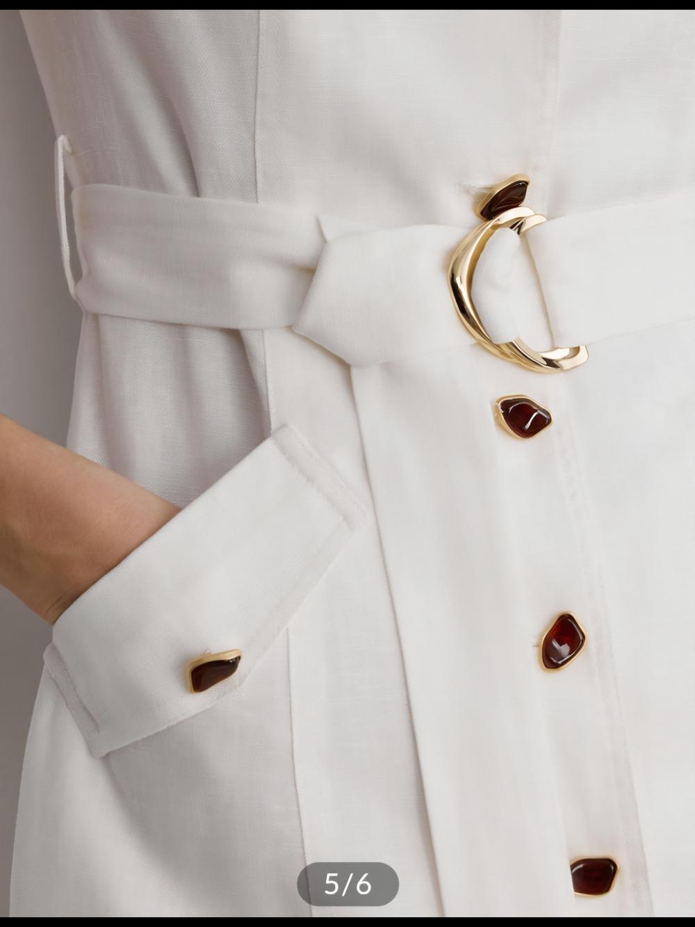Blazer Collar Sleeveless Belted Linen Mini Dress - Picture 4 of 5